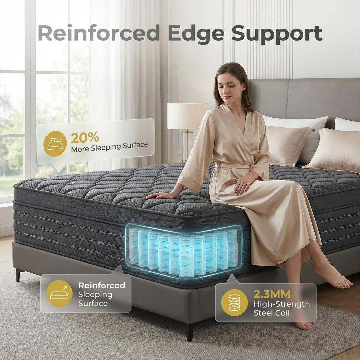 14 Inch King Size Medium Firm Hybrid Boxed Mattress