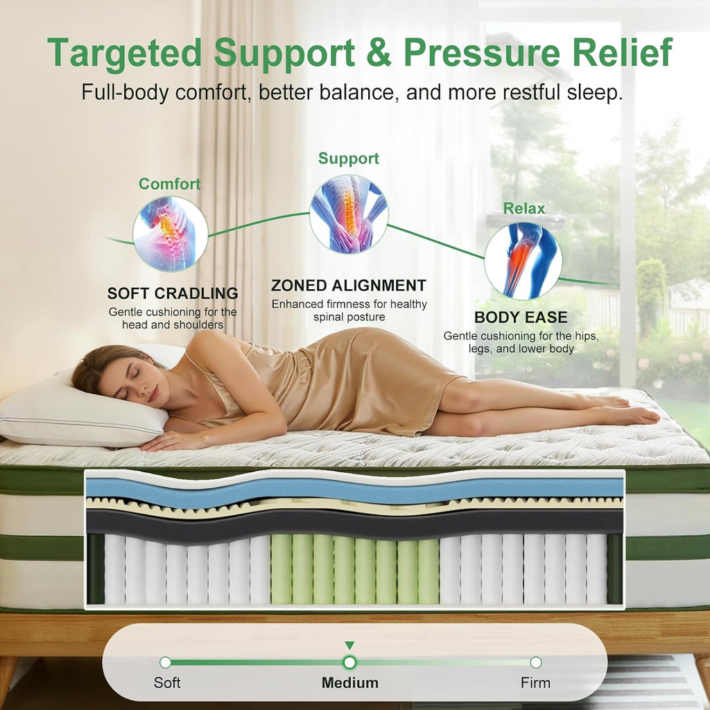 14" King 7‑Zone Medium Firm Hybrid Mattress