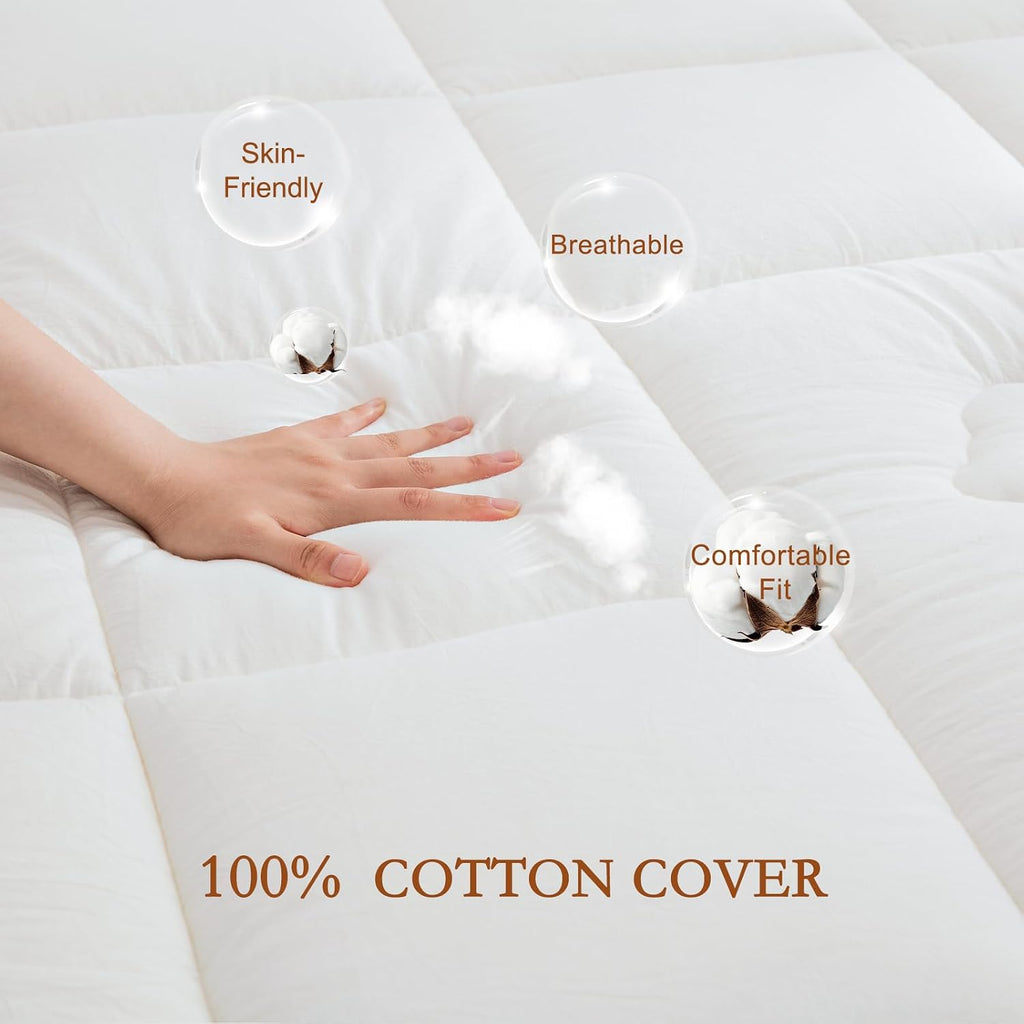 Twin XL White 800 GSM Wool Mattress Topper
