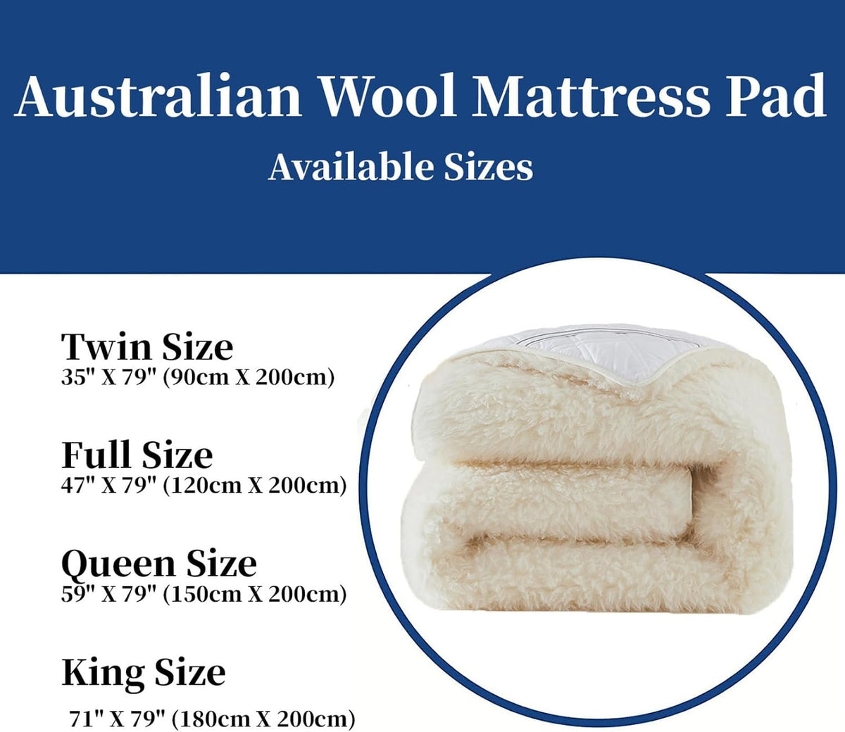 Queen 100% Australian Wool Foldable Topper