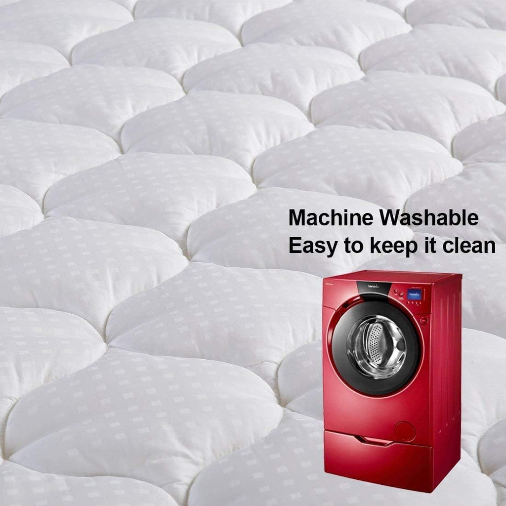 King White Quilted Cotton Mattress Pad