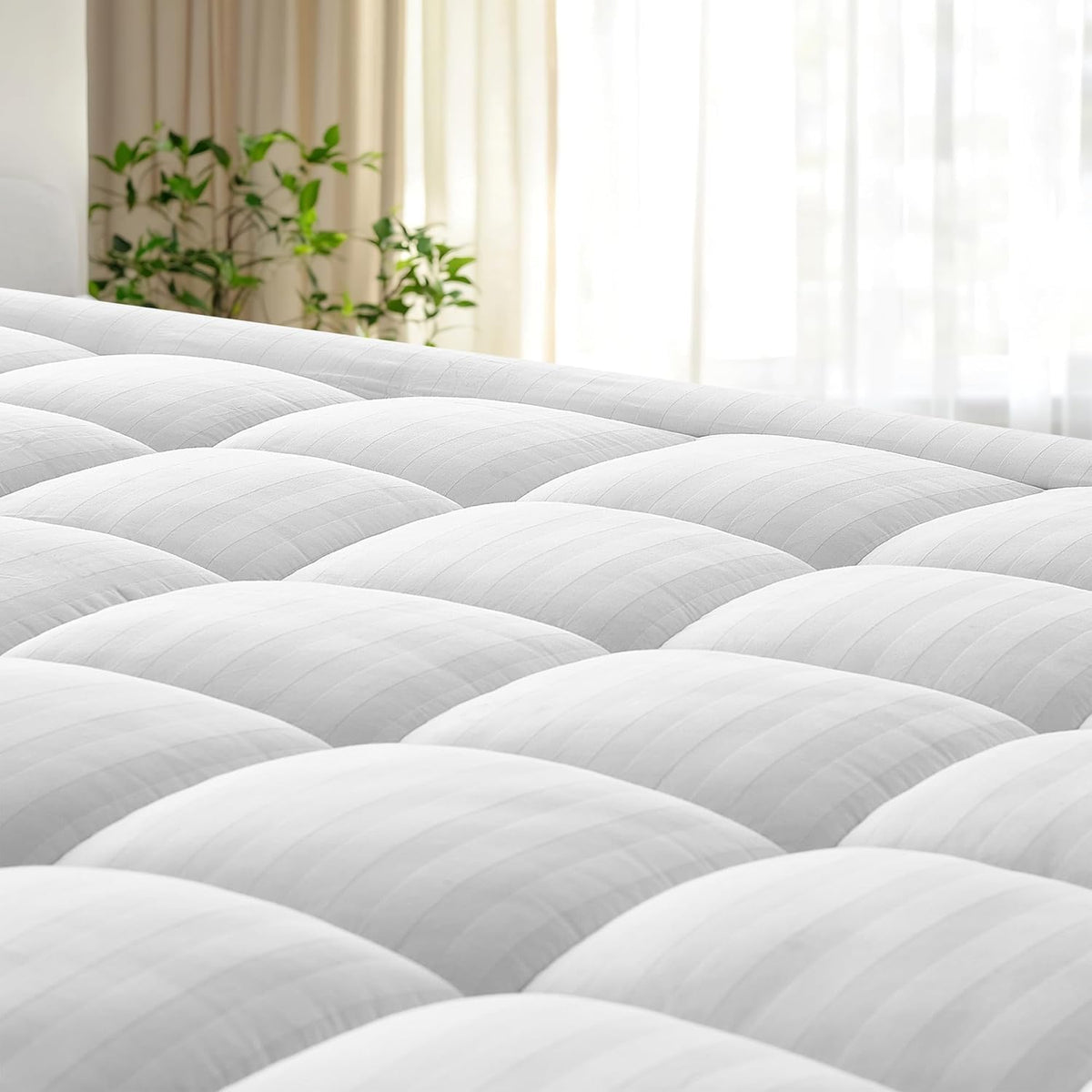 King Quilted Cotton Top Mattress Topper