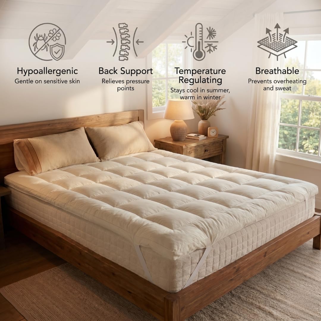 Ivory Crib 28×51" Merino Wool Mattress Topper 2" Thick