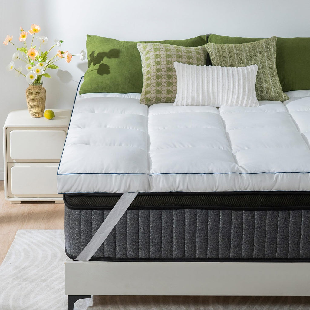Queen 3‑Inch Plush Quilted Mattress Topper