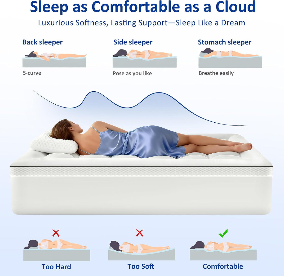 King 1000GSM Cooling Down Alternative Mattress Topper