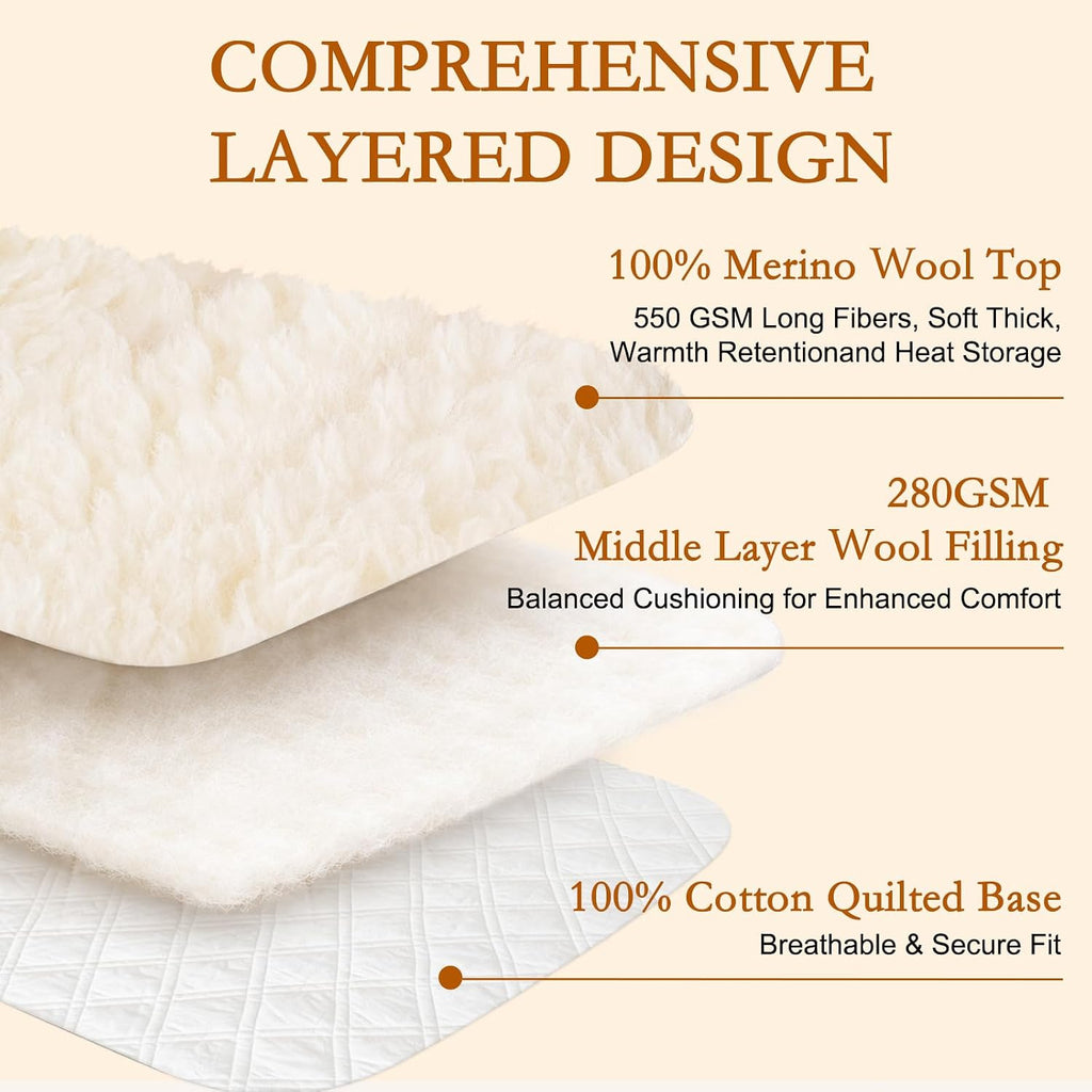 King Merino Wool Mattress Pad 550GSM