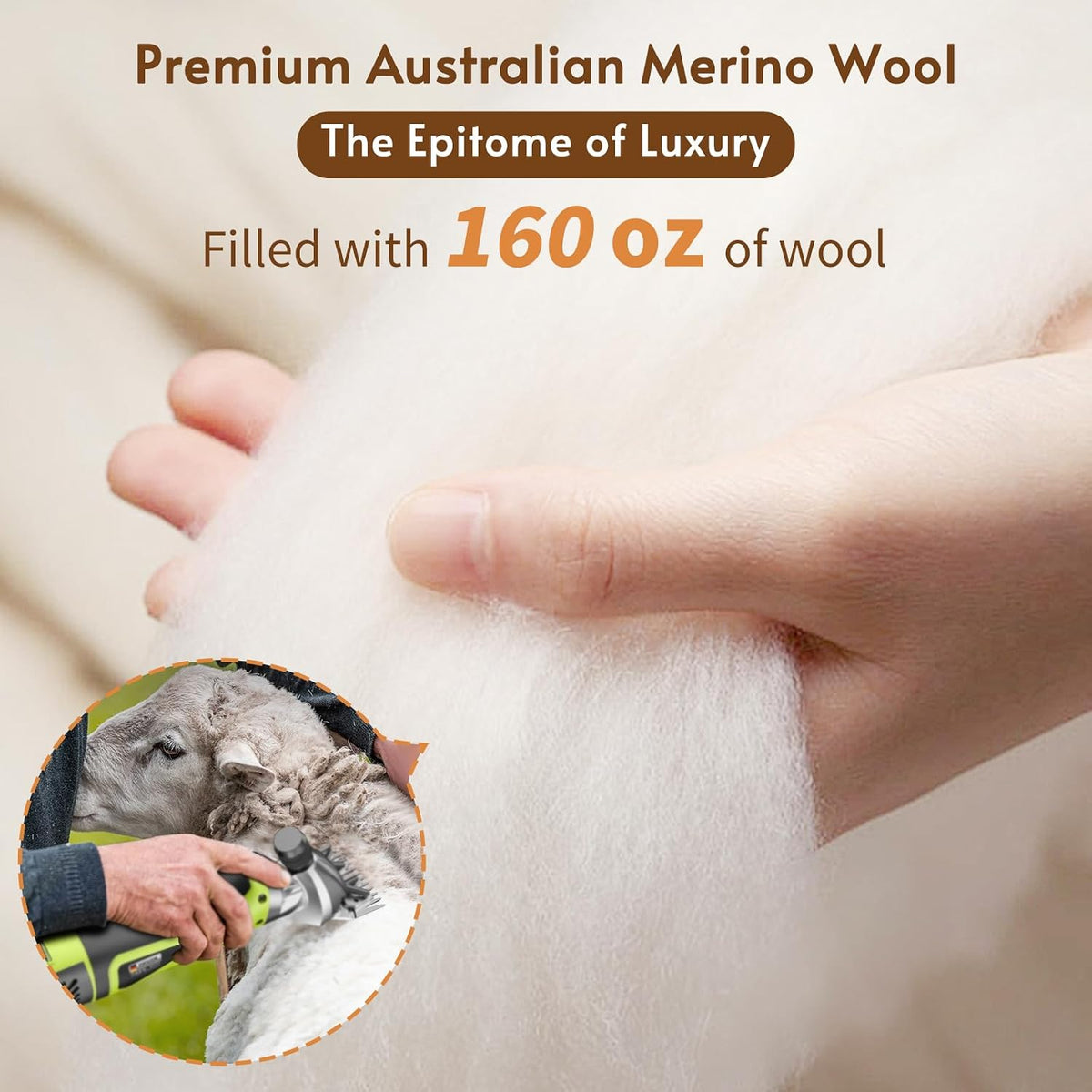 Beige Queen Australian Merino Wool Topper 1500GSM