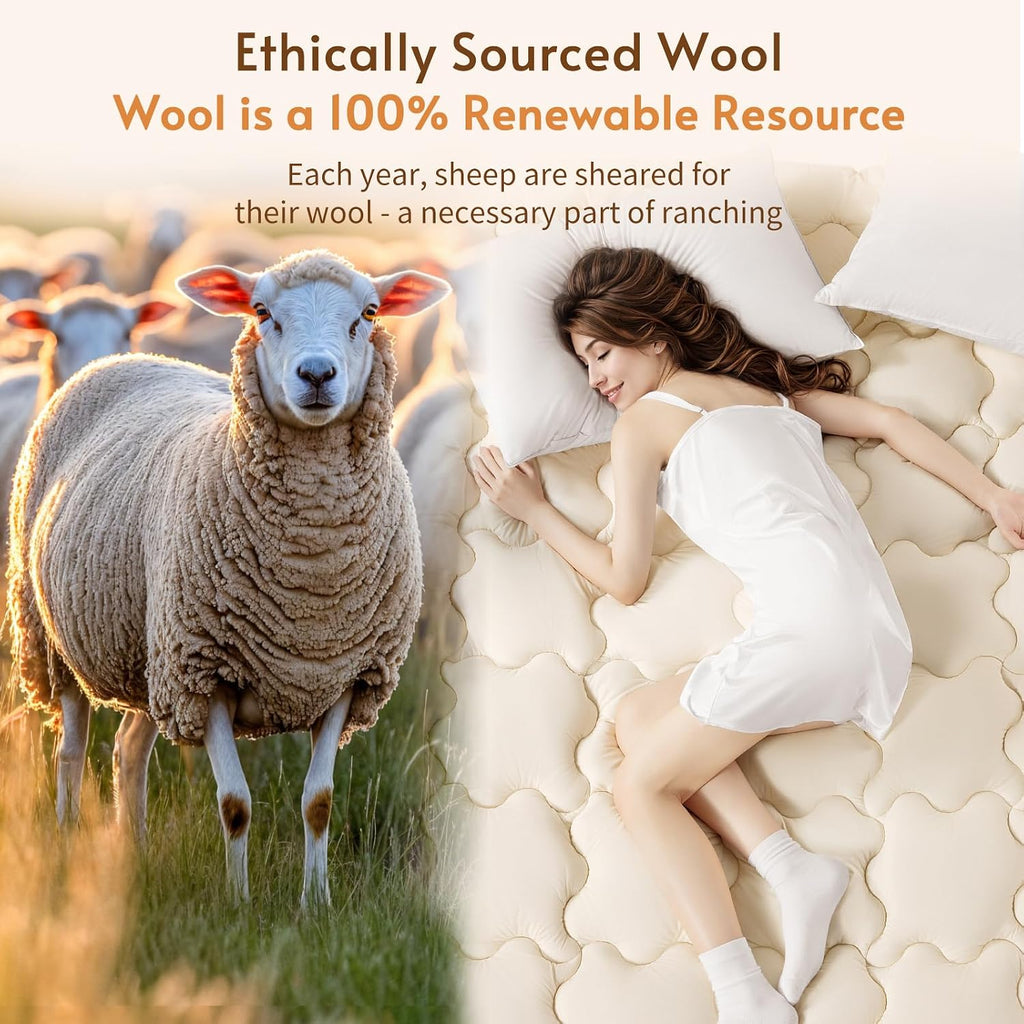 Beige Queen Australian Merino Wool Topper 1500GSM