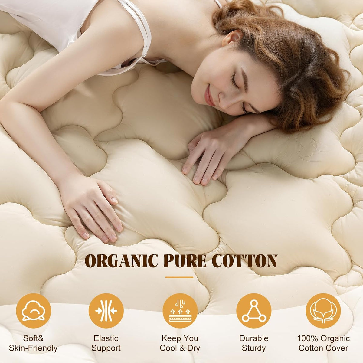 King Organic Wool‑Cotton Mattress Topper Deep Pocket