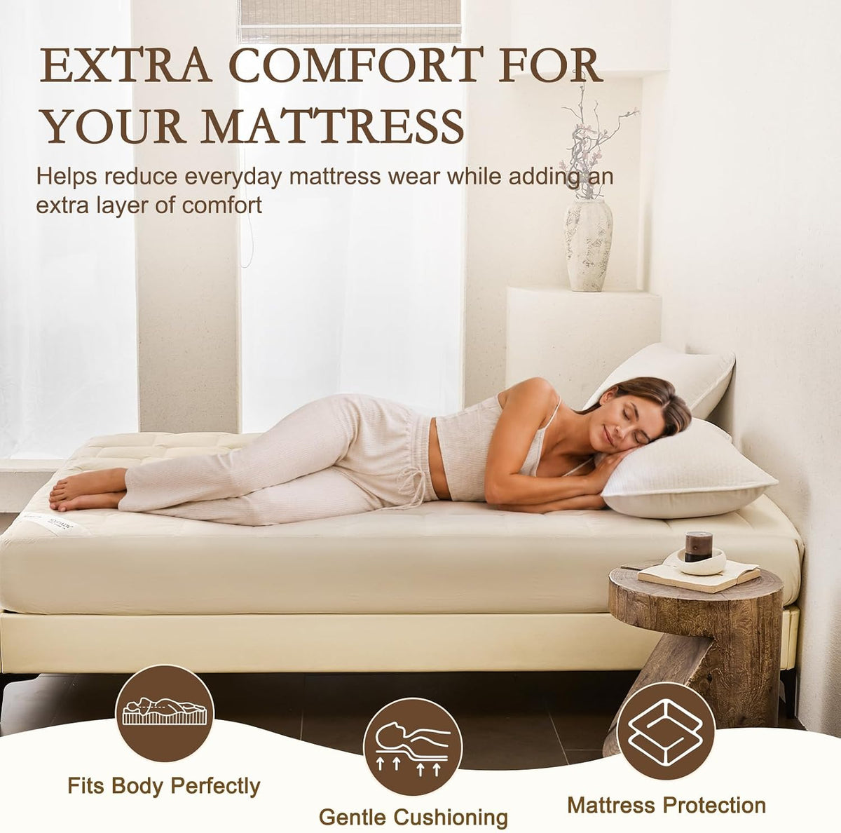 Twin Off‑White Australian Wool Mattress Pad 200GSM