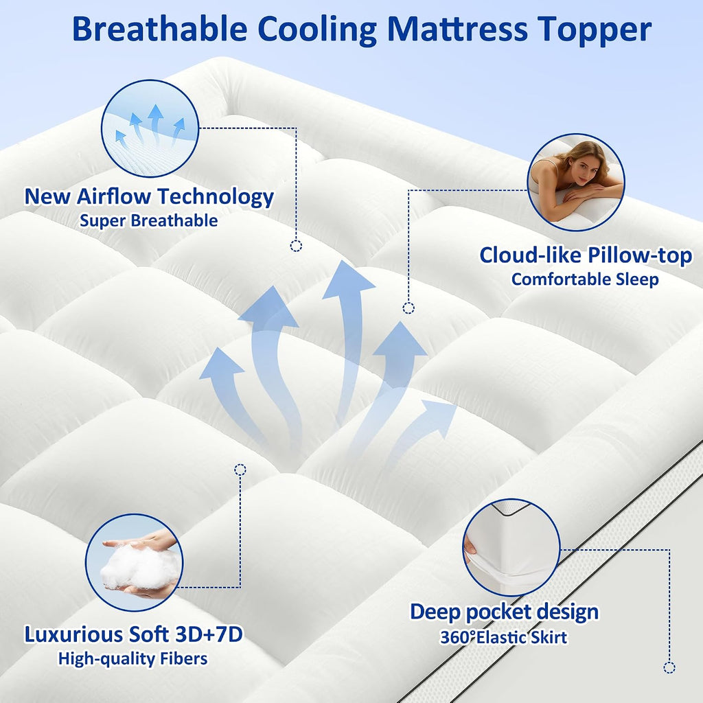King 1000GSM Cooling Down Alternative Mattress Topper