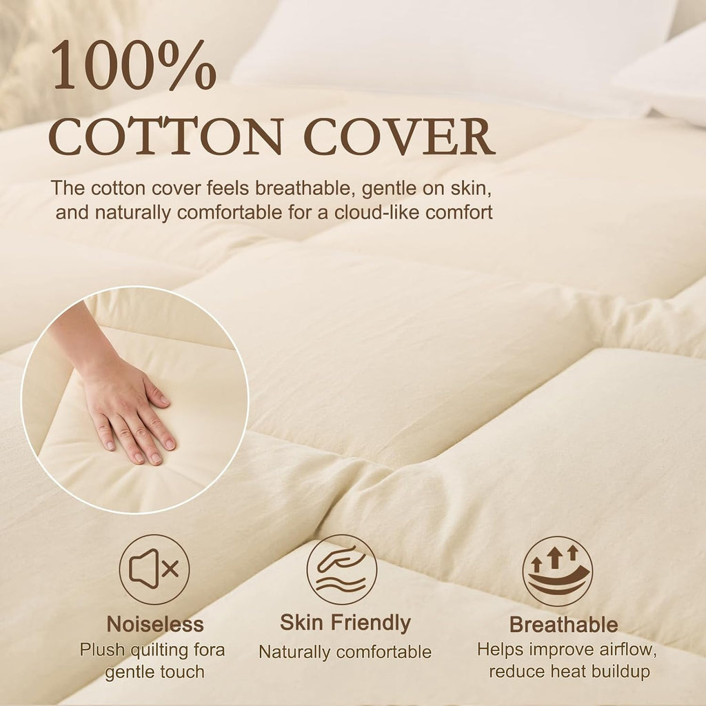 Twin Off‑White Australian Wool Mattress Topper 800GSM
