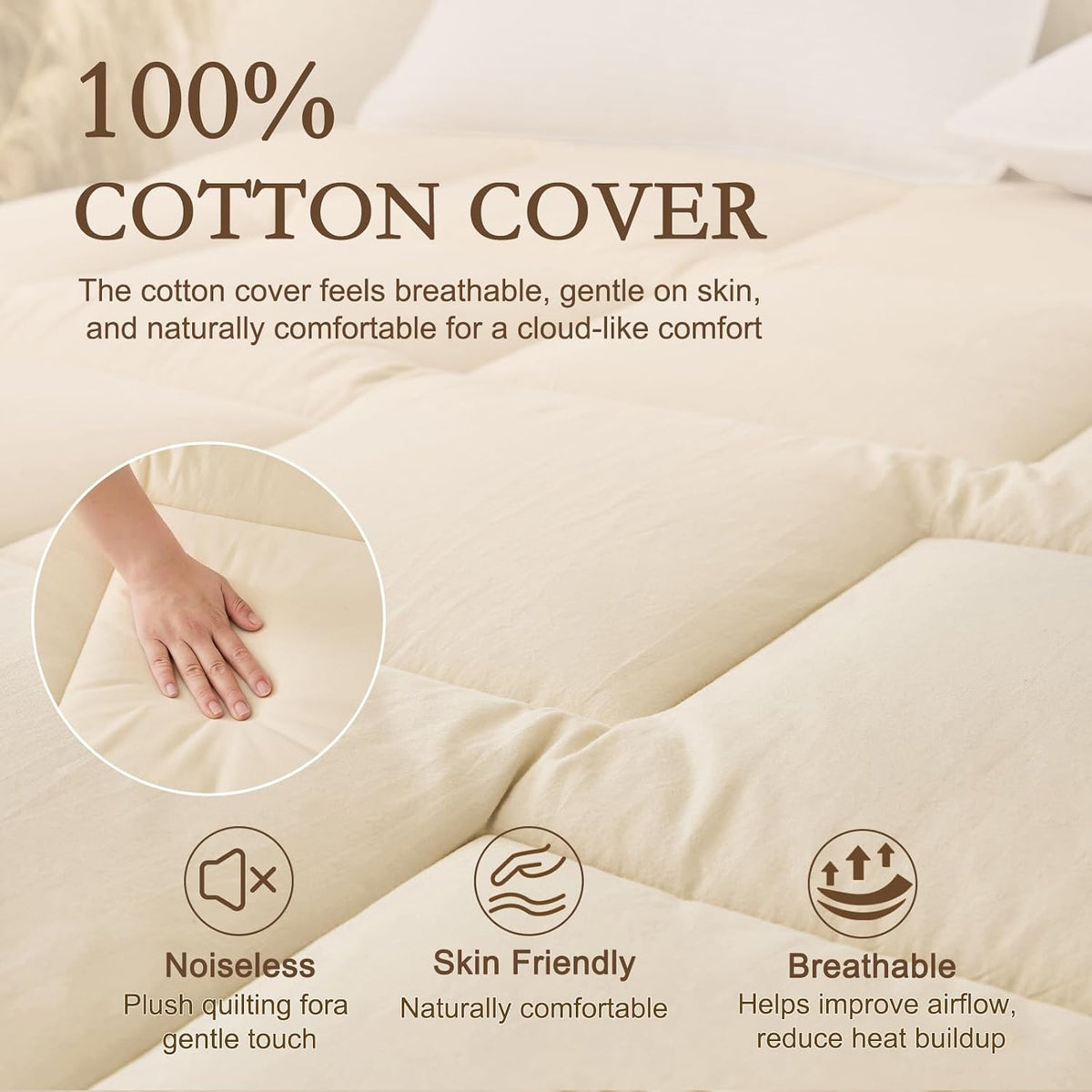 Twin Off‑White Australian Wool Mattress Topper 800GSM