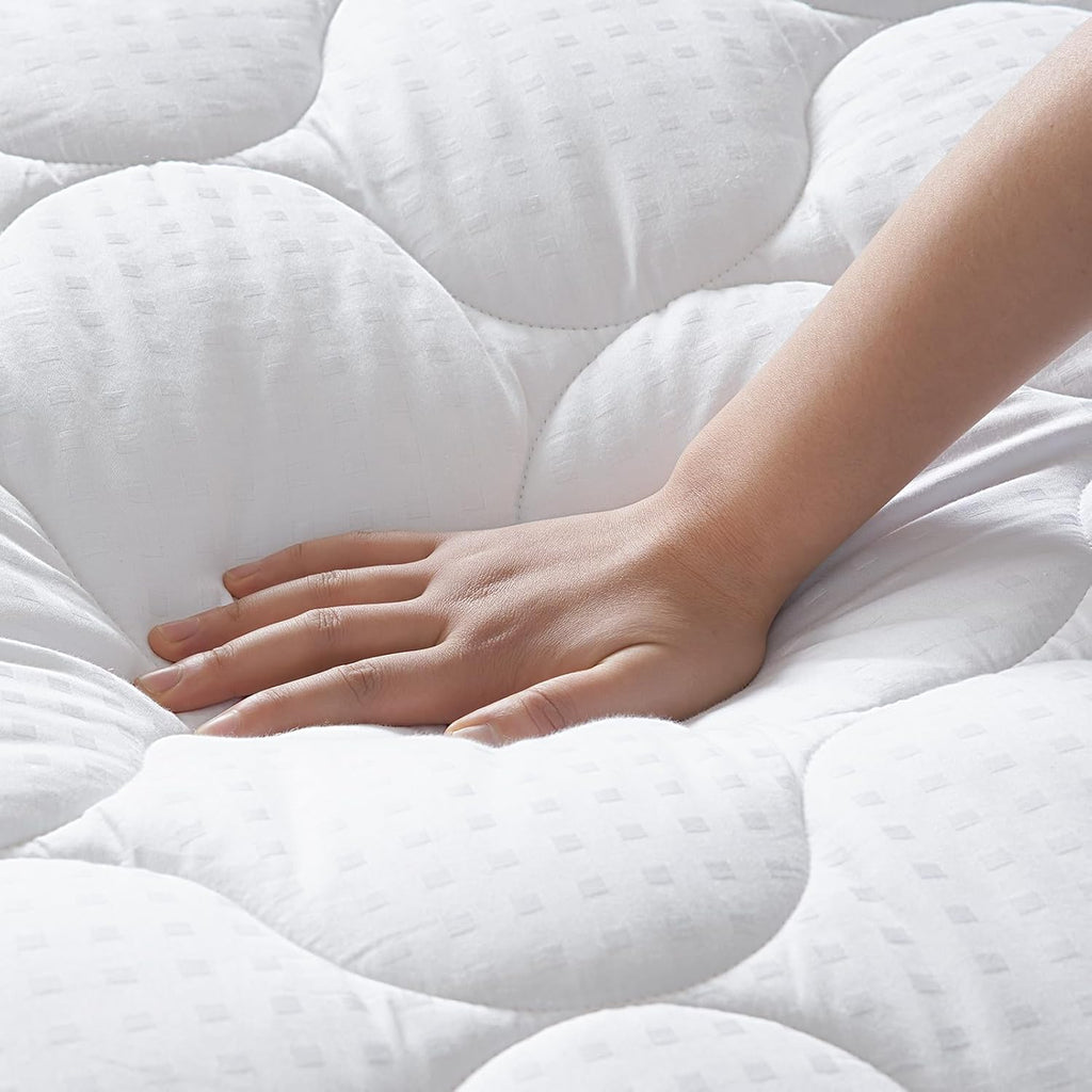 King White Quilted Cotton Mattress Pad