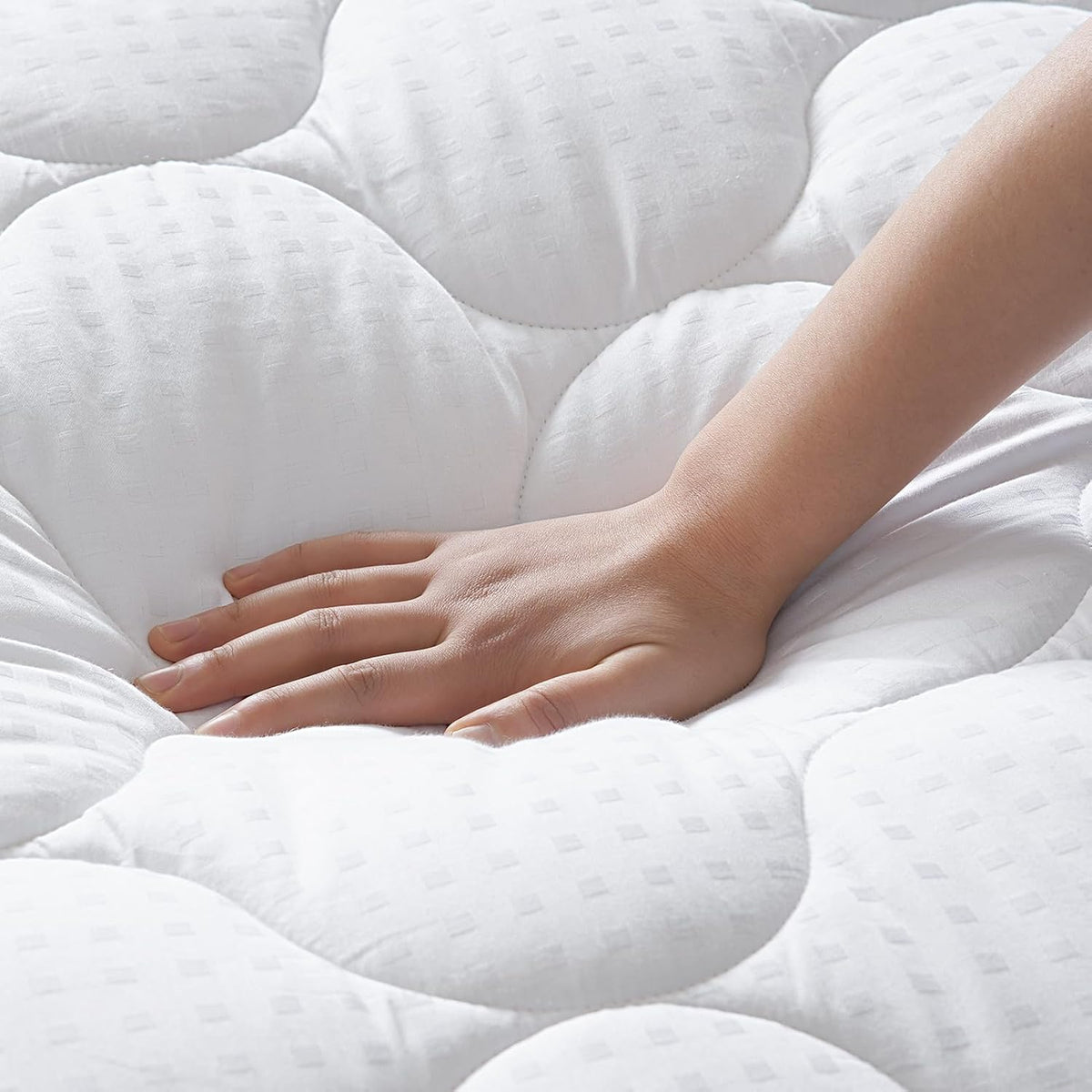 King White Quilted Cotton Mattress Pad