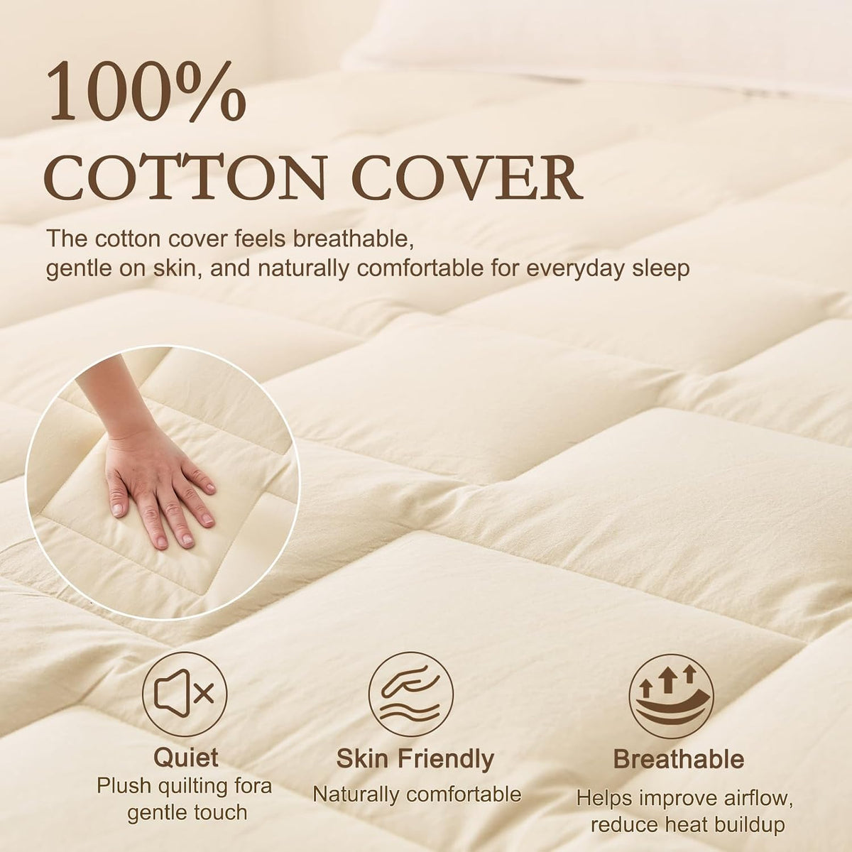 Twin Off‑White Australian Wool Mattress Pad 200GSM
