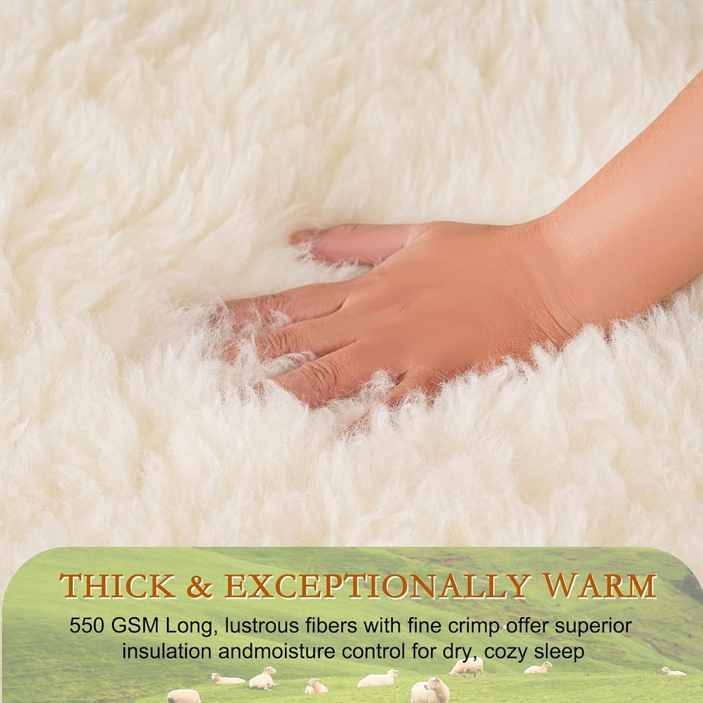 King Merino Wool Mattress Pad 550GSM