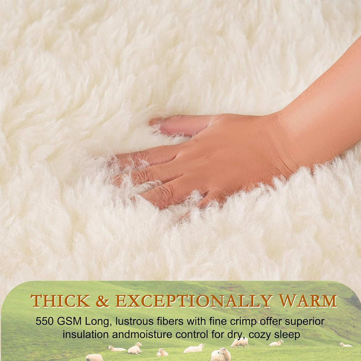 Queen Plush Merino Wool Mattress Pad