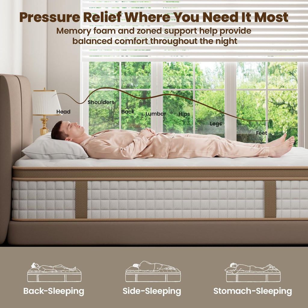 Queen 12" Cooling Medium‑Firm Hybrid Mattress