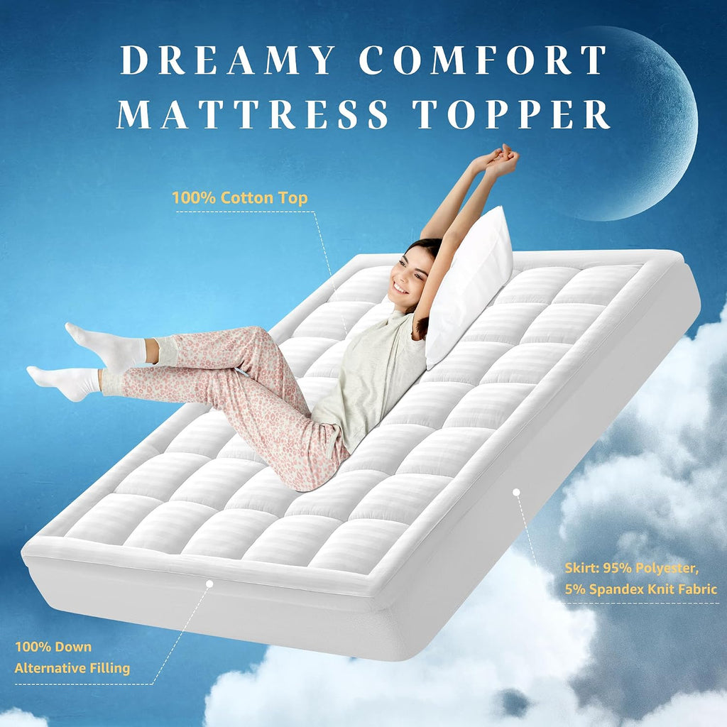 King Quilted Cotton Top Mattress Topper