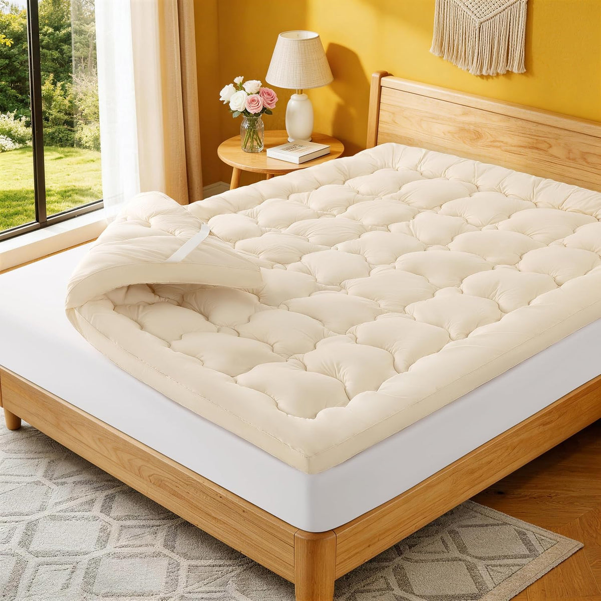 Queen 60×80" Organic Wool‑Cotton Mattress Topper