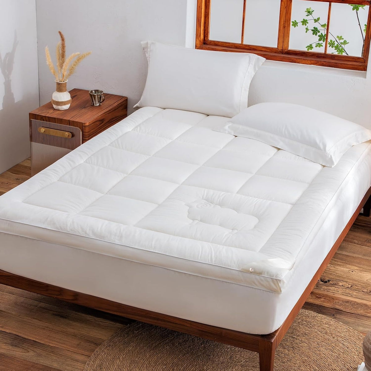 Twin XL White 800 GSM Wool Mattress Topper